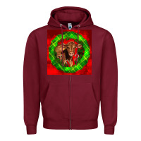 Burgundy christmas red angus calf Zipper Hoodie - LillyAllenDesigns