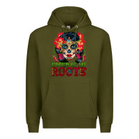 Army Green sugar skull woman proud of my roots Premium Hoodie - BundleAndBundleShop