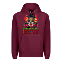 Burgundy sugar skull woman proud of my roots Premium Hoodie - BundleAndBundleShop