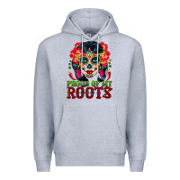 Heather Grey sugar skull woman proud of my roots Premium Hoodie - BundleAndBundleShop