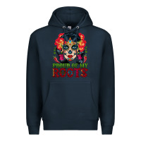 Navy sugar skull woman proud of my roots Premium Hoodie - BundleAndBundleShop