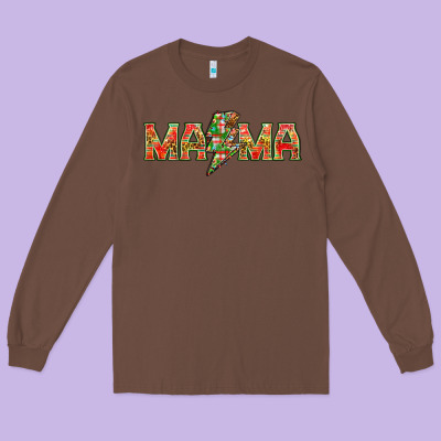 Mama Christmas Lightning Bolt Mother's Day Long Sleeve Tee Designed By Howdyjamesfarm