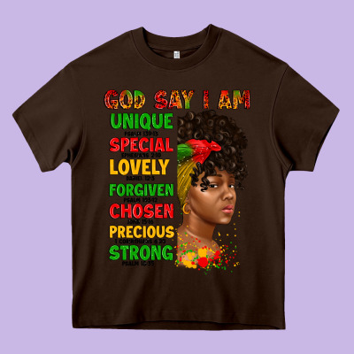 God Say I Am Juneteenth Afro Girl Heavy Core Tee Designed By Artiststas
