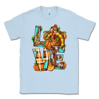 Dusty Blue Love Turkey Thanksgiving Classic Tee - texasbilliewilder
