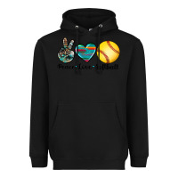 Black peace love softball Heavyweight Hoodie - Artiststas