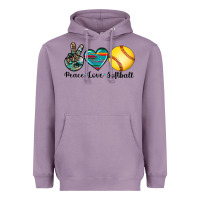Lavender peace love softball Heavyweight Hoodie - Artiststas