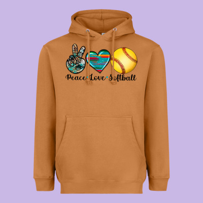 Peace Love Softball Heavyweight Hoodie Designed By Artiststas