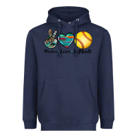 Navy peace love softball Heavyweight Hoodie - Artiststas