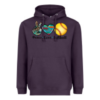 Plum peace love softball Heavyweight Hoodie - Artiststas