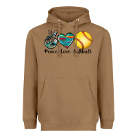 Toasted Coconut peace love softball Heavyweight Hoodie - Artiststas