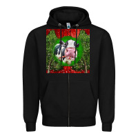 Black christmas holstein Zipper Hoodie - LillyAllenDesigns