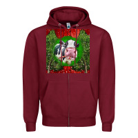 Burgundy christmas holstein Zipper Hoodie - LillyAllenDesigns