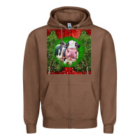 Chestnut christmas holstein Zipper Hoodie - LillyAllenDesigns