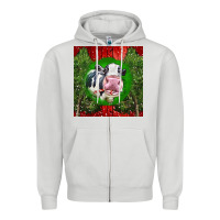 Dove Grey christmas holstein Zipper Hoodie - LillyAllenDesigns
