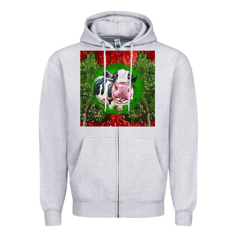 Christmas Holstein Zipper Hoodie by LillyAllenDesigns | Teevron