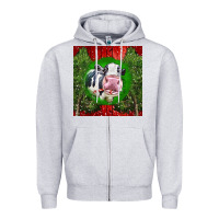 Heather Grey christmas holstein Zipper Hoodie - LillyAllenDesigns