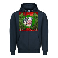 Navy christmas holstein Zipper Hoodie - LillyAllenDesigns