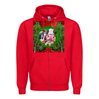 Red christmas holstein Zipper Hoodie - LillyAllenDesigns