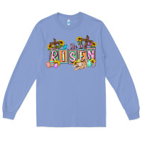 Colony Blue He is risen Easter  Easter Day Long Sleeve Tee - CowGirlArtShop