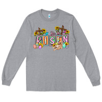 Heather Grey He is risen Easter  Easter Day Long Sleeve Tee - CowGirlArtShop