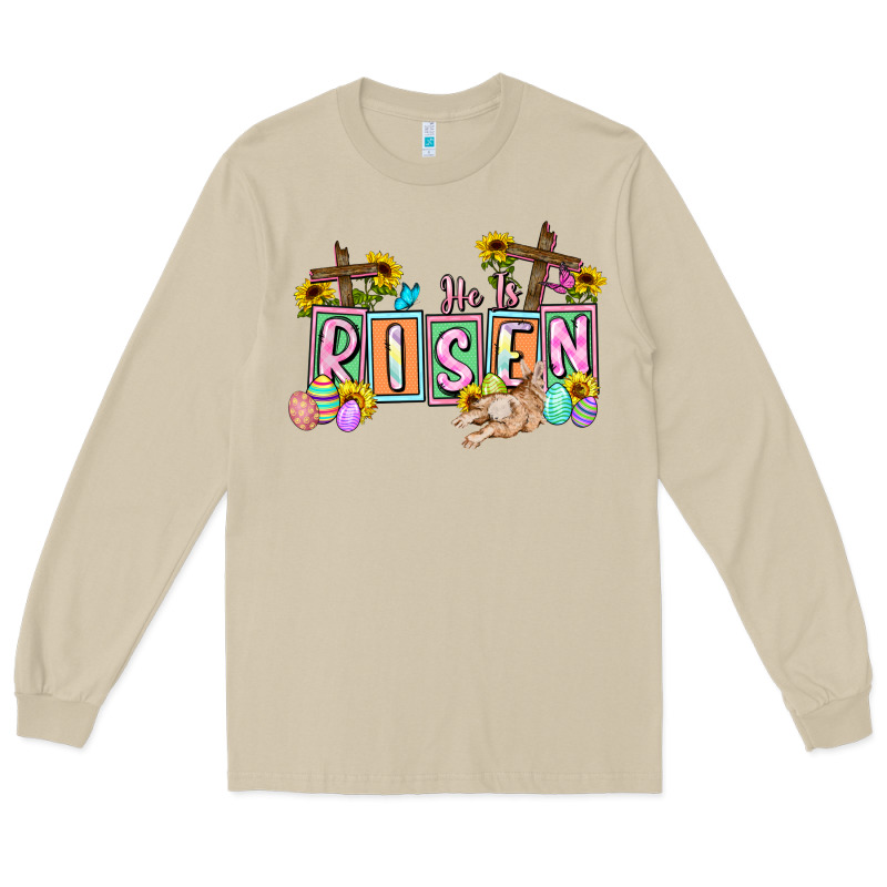 He Is Risen Easter  Easter Day Long Sleeve Tee by CowGirlArtShop | Teevron
