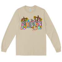 Mushroom He is risen Easter  Easter Day Long Sleeve Tee - CowGirlArtShop
