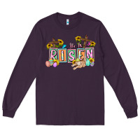 Plum He is risen Easter  Easter Day Long Sleeve Tee - CowGirlArtShop