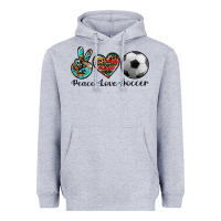 Heather Grey peace love soccer Heavyweight Hoodie - Artiststas