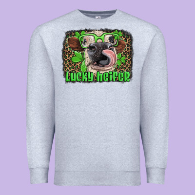 Lucky Heifer With Glasses St Patricks Premium Sweatshirt Designed By Artiststas