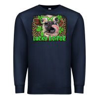 Navy lucky heifer with glasses st patricks Premium Sweatshirt - Artiststas