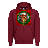 Burgundy christmas red angus calf head Zipper Hoodie - LillyAllenDesigns
