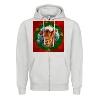 Dove Grey christmas red angus calf head Zipper Hoodie - LillyAllenDesigns