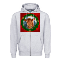 Heather Grey christmas red angus calf head Zipper Hoodie - LillyAllenDesigns