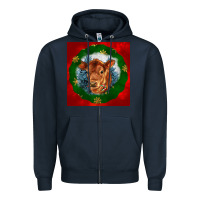 Navy christmas red angus calf head Zipper Hoodie - LillyAllenDesigns