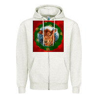 Oatmeal Heather christmas red angus calf head Zipper Hoodie - LillyAllenDesigns
