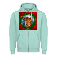 Seafoam christmas red angus calf head Zipper Hoodie - LillyAllenDesigns