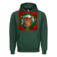 Christmas Red Angus Calf Head Zipper Hoodie | Teevron