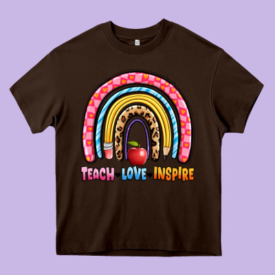 Teach Love Inspire Rainbow Heavy Core Tee Designed By Artiststas