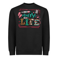 Black Nurse life leopard frame Heavyweight Sweatshirt - LillyAllenDesigns