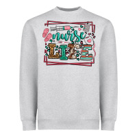 Heather Grey Nurse life leopard frame Heavyweight Sweatshirt - LillyAllenDesigns