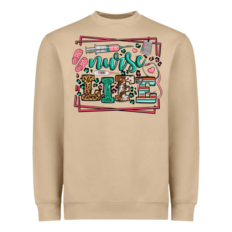 Nurse Life Leopard Frame Heavyweight Sweatshirt by LillyAllenDesigns | Teevron