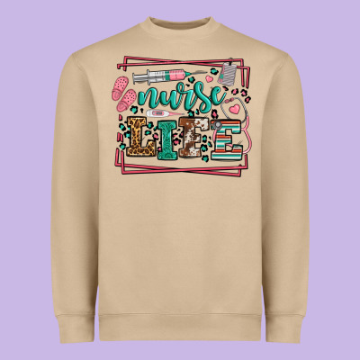 Nurse Life Leopard Frame Heavyweight Sweatshirt Designed By Lillyallendesigns