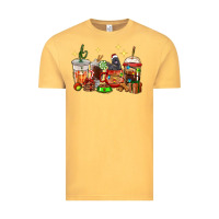 Vintage Mustard Christmas coffee cups with Labrador Vintage Tee - RanaPortraitStore