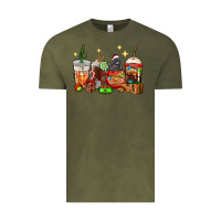 Vintage Olive Christmas coffee cups with Labrador Vintage Tee - RanaPortraitStore