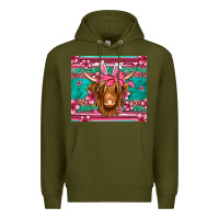Army Green easter longhaired cow Premium Hoodie - Jasminsmagicworld
