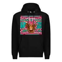 Black easter longhaired cow Premium Hoodie - Jasminsmagicworld
