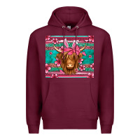 Burgundy easter longhaired cow Premium Hoodie - Jasminsmagicworld