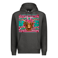 Charcoal Heather easter longhaired cow Premium Hoodie - Jasminsmagicworld