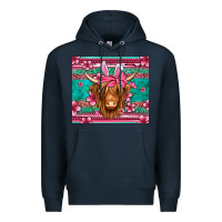 Navy easter longhaired cow Premium Hoodie - Jasminsmagicworld