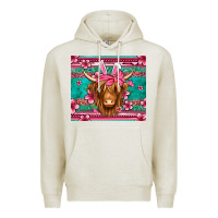 Oatmeal Heather easter longhaired cow Premium Hoodie - Jasminsmagicworld